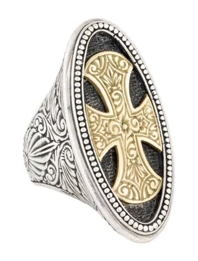 Pre-owned Konstantino Two-tone Large Oval Cross Ring In Multi