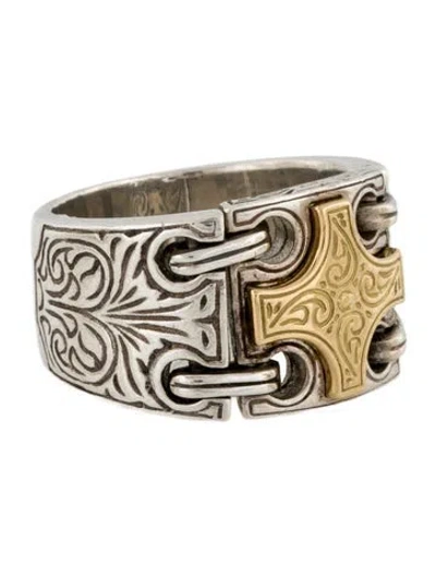 Pre-owned Konstantino Two-tone Maltese Cross Chain Ring In Multi