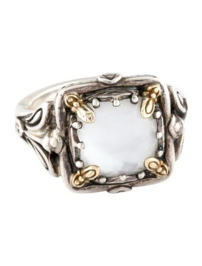 Pre-owned Konstantino Two-tone Mother Of Pearl Doublet Ring In Multicolor
