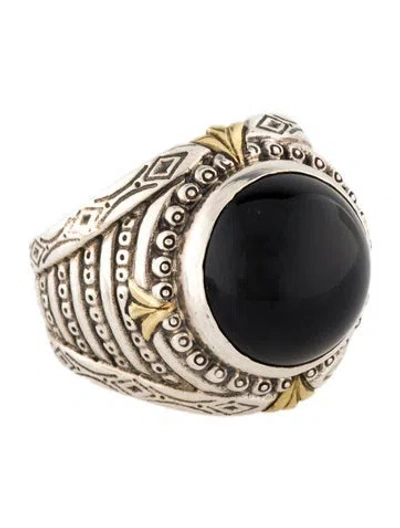 Pre-owned Konstantino Two-tone Onyx Cocktail Ring In Multi