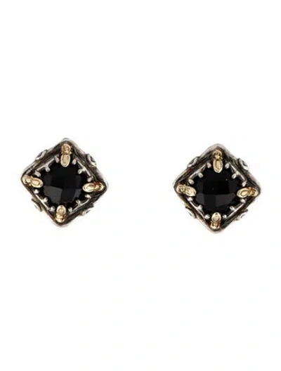 Pre-owned Konstantino Two-tone Onyx Stud Earrings In Multicolor