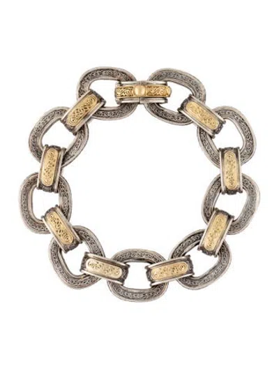 Pre-owned Konstantino Two-tone Open Link Bracelet, 6.5" In Multicolor