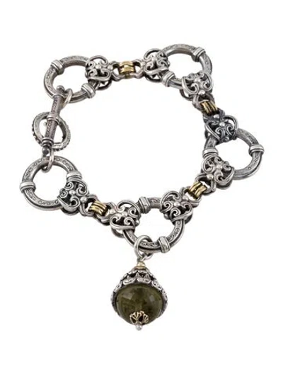 Pre-owned Konstantino Two-tone Quartz Charm Bracelet, 6.75" In Multi