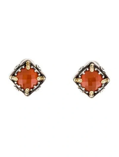 Pre-owned Konstantino Two-tone Quartz Doublet Stud Earrings In Multicolor