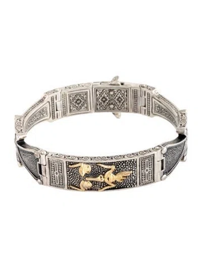 Pre-owned Konstantino Two-tone Stavros Bangle Bracelet, 7.5" In Multicolor