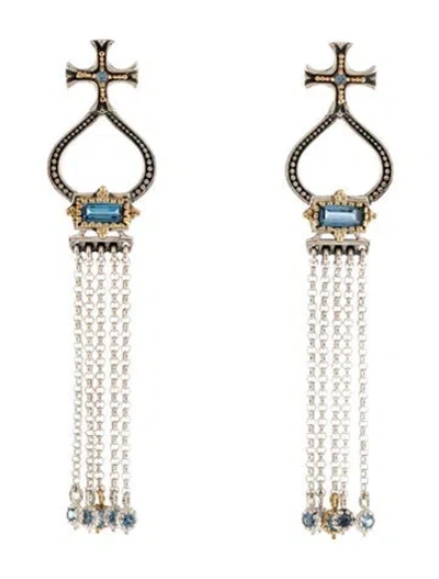 Pre-owned Konstantino Two-tone Synthetic Spinel Dome Drop Earrings In Multicolor