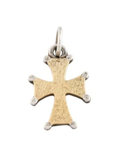 Pre-owned Konstantino Two-tone Textured Cross Pendant In Multicolor