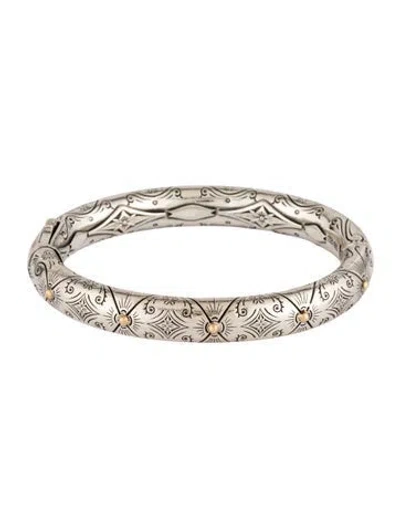 Pre-owned Konstantino Two-tone Textured Station Bangle, 6.25" In Multicolor