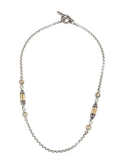 Pre-owned Konstantino Two-tone Toggle Station Necklace, 18" In Multicolor