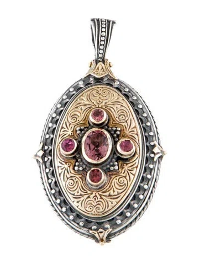 Pre-owned Konstantino Two-tone Tourmaline Pendant Necklace In Multicolor