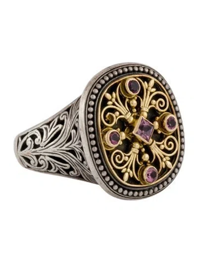 Pre-owned Konstantino Two-tone Tourmaline Signet Ring In Multi