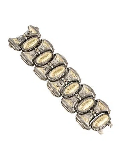 Pre-owned Konstantino Two-tone Wide Link Bracelet, 5.5" In Multi
