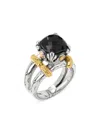KONSTANTINO WOMEN'S ANTHOS DUAL RAY STERLING SILVER, 18K YELLOW GOLD & BLACK ONYX SOLITAIRE RING