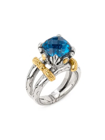 Konstantino Women's Anthos Dual Ray Sterling Silver, 18k Yellow Gold & Blue Spinel Solitaire Ring In Metallic