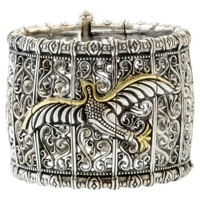 Pre-owned Konstantino Women's Metallic Paradise Sterling & 18k Gold Wide Bracelet In Multi