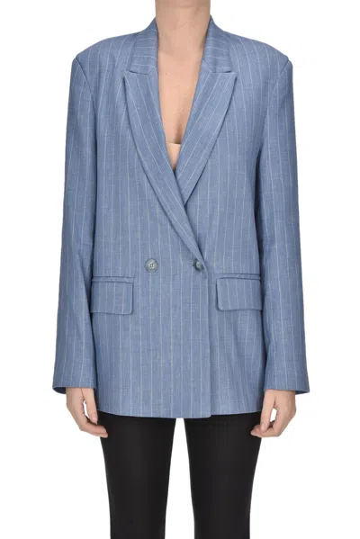 Kontatto Pinstriped Blazer In Light Denim
