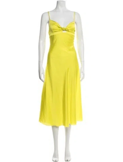 Pre-owned Kontatto V-neck Midi Length Dress In Yellow