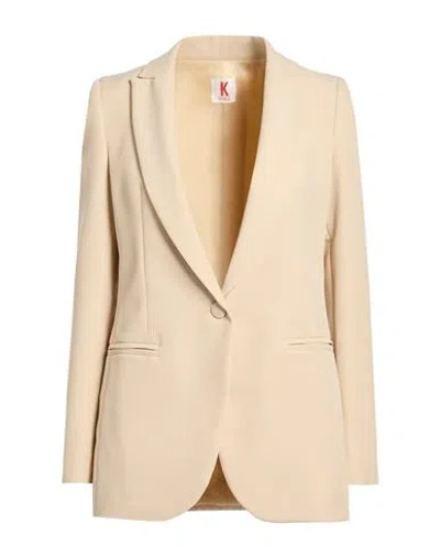 Kontatto Woman Blazer Beige Size 8 Polyester, Elastane In Nude