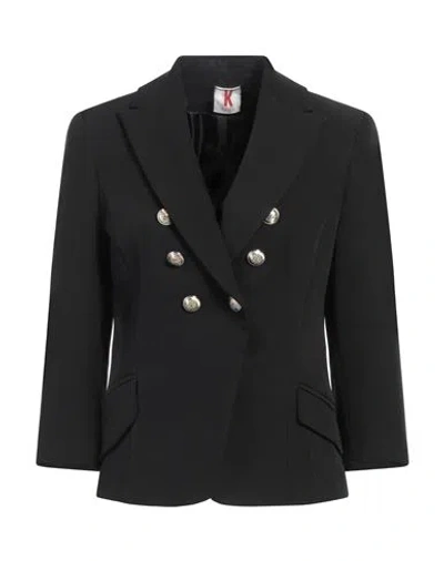 Kontatto Woman Blazer Black Size 10 Polyester, Elastane In Black