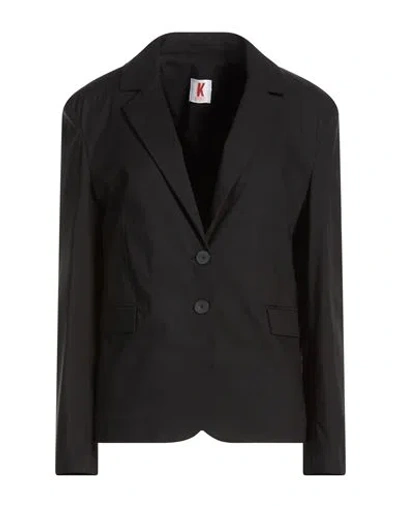Kontatto Woman Blazer Black Size 8 Cotton, Nylon, Elastane