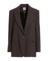 Kontatto Woman Blazer Dark Brown Size 8 Polyester, Viscose, Elastane In Brown