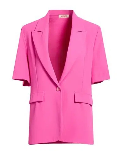 Kontatto Woman Blazer Fuchsia Size 10 Polyester, Elastane In Pink