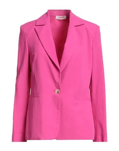 Kontatto Woman Blazer Fuchsia Size 6 Viscose, Linen In Pink