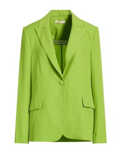 Kontatto Woman Blazer Lime Green Size M Polyester, Elastane