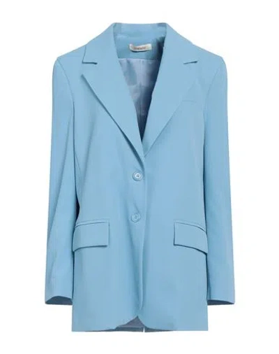 Kontatto Woman Blazer Sky Blue Size S Polyester, Elastane
