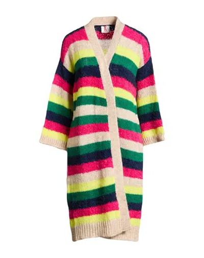 Kontatto Woman Cardigan Beige Size Onesize Acrylic, Mohair Wool, Polyamide In Multi