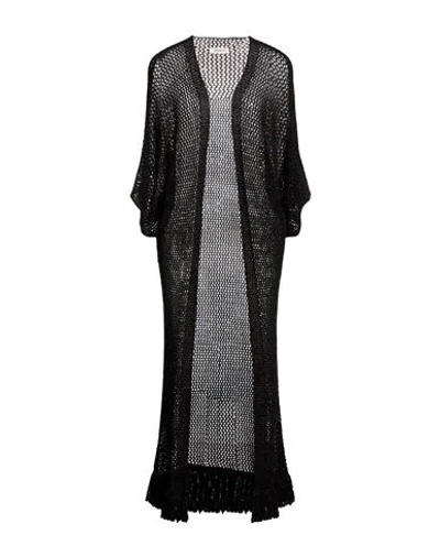 Kontatto Woman Cardigan Black Size Onesize Viscose, Metallic Polyester