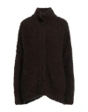 Kontatto Woman Cardigan Dark Brown Size Onesize Acrylic, Mohair Wool, Polyamide, Wool In Brown