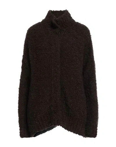 Kontatto Woman Cardigan Dark Brown Size Onesize Acrylic, Mohair Wool, Polyamide, Wool