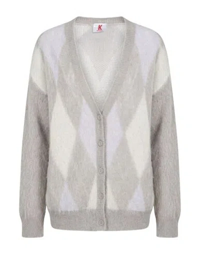 Kontatto Woman Cardigan Grey Size Onesize Acrylic, Mohair Wool, Polyamide In Gray