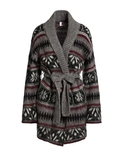 Kontatto Woman Cardigan Grey Size Onesize Acrylic, Mohair Wool, Polyamide In Multi