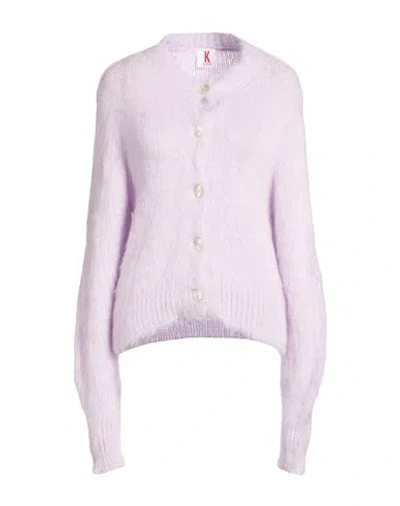 Kontatto Woman Cardigan Lilac Size Onesize Acrylic, Mohair Wool, Polyamide In Neutral