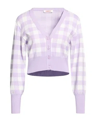Kontatto Woman Cardigan Lilac Size Onesize Viscose, Acrylic, Elastane In Purple