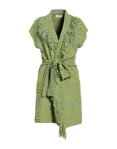Kontatto Woman Cardigan Lime Green Size Onesize Acrylic, Cotton, Polyamide
