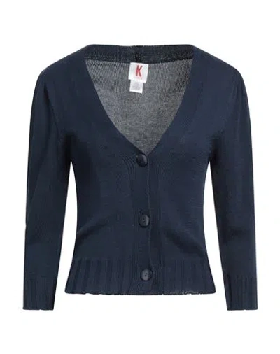 Kontatto Woman Cardigan Midnight Blue Size Onesize Cotton In Blue