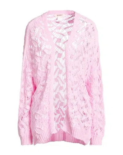 Kontatto Woman Cardigan Pink Size Onesize Cotton, Polyamide