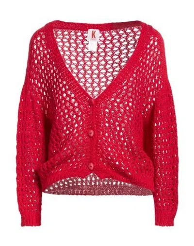 Kontatto Woman Cardigan Red Size Onesize Cotton, Polyamide
