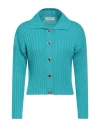 Kontatto Woman Cardigan Turquoise Size Onesize Cotton In Blue