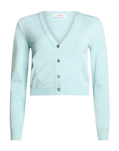 Kontatto Woman Cardigan Turquoise Size Onesize Viscose, Acrylic, Elastane In Blue