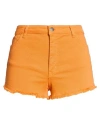 Kontatto Woman Denim Shorts Orange Size M Cotton, Elastane In Multi
