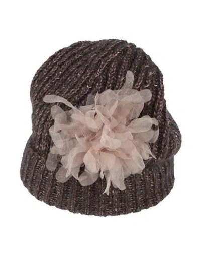 Kontatto Woman Hat Dark Brown Size Onesize Polyester, Acrylic, Mohair Wool, Polyamide, Metallic Poly