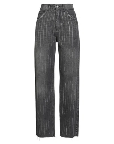 Kontatto Woman Jeans Charcoal Size 8 Cotton In Gray