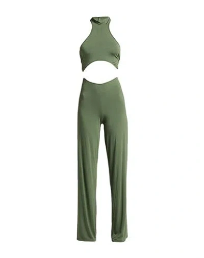 Kontatto Woman Jumpsuit Military Green Size M Viscose, Elastane