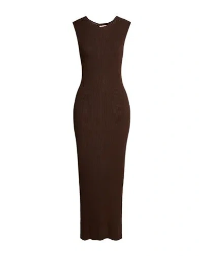 Kontatto Woman Maxi Dress Brown Size Onesize Viscose, Pbt - Polybutylene Terephthalate