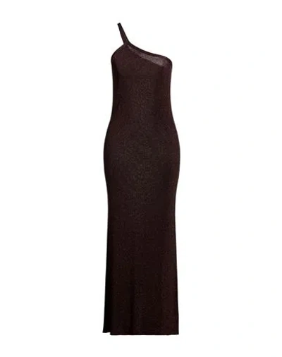 Kontatto Woman Maxi Dress Dark Brown Size Onesize Viscose, Polyester, Metallic Polyester