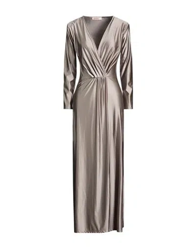 Kontatto Woman Maxi Dress Grey Size 8 Nylon, Elastane In Gray